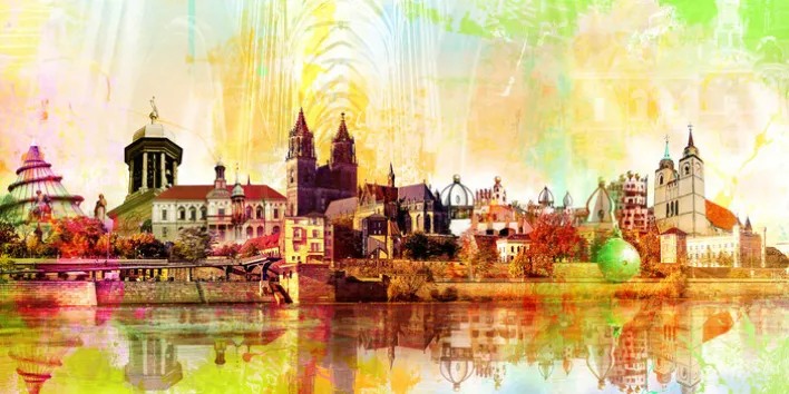PRO ART Alu-Art Bild MAGDEBURG SKYLINE 100 x 200 cm mehrfarbig