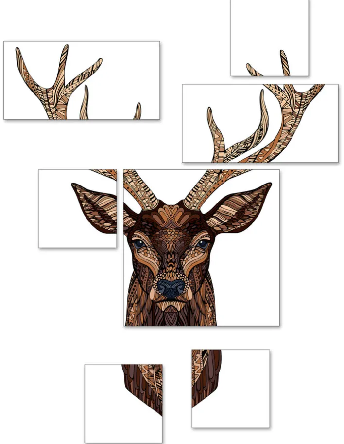 PRO ART Canvas-Art Bild HIRSCH 7-teilig mehrfarbig