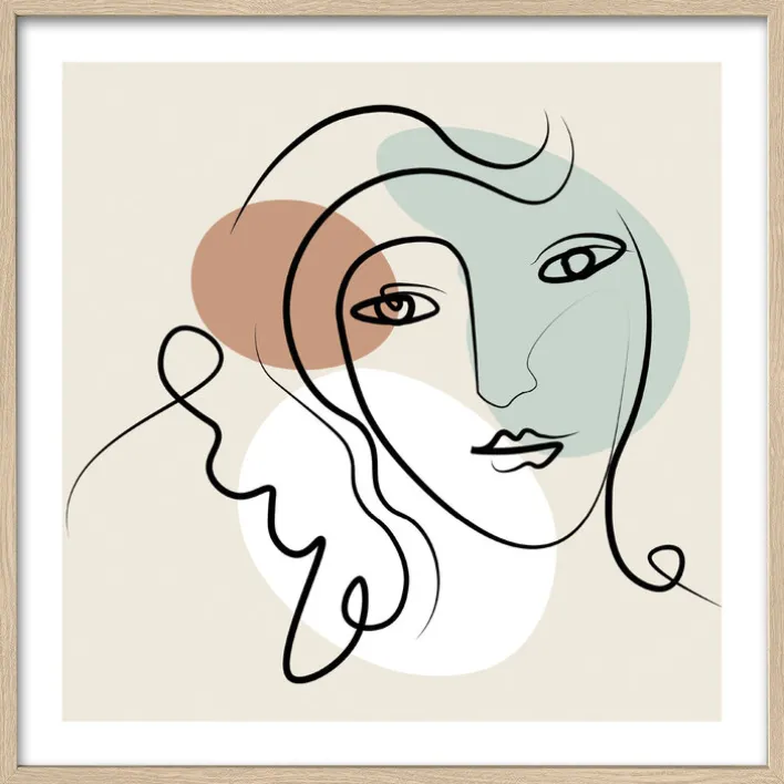 PRO ART Framed Art Bild LINE ART FACES I 33 x 33 cm