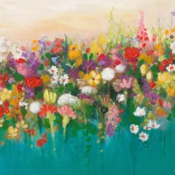 PRO ART Handpainting Bild BUNCH OF FLOWERS VI 40 x 40 cm Leinwand mehrfarbig