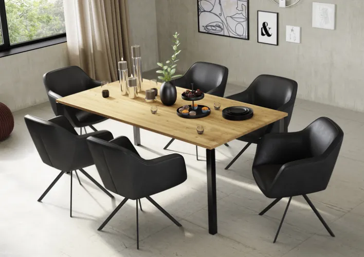 PURO Amlehnstuhl VENEDIG Lederbezug schwarz