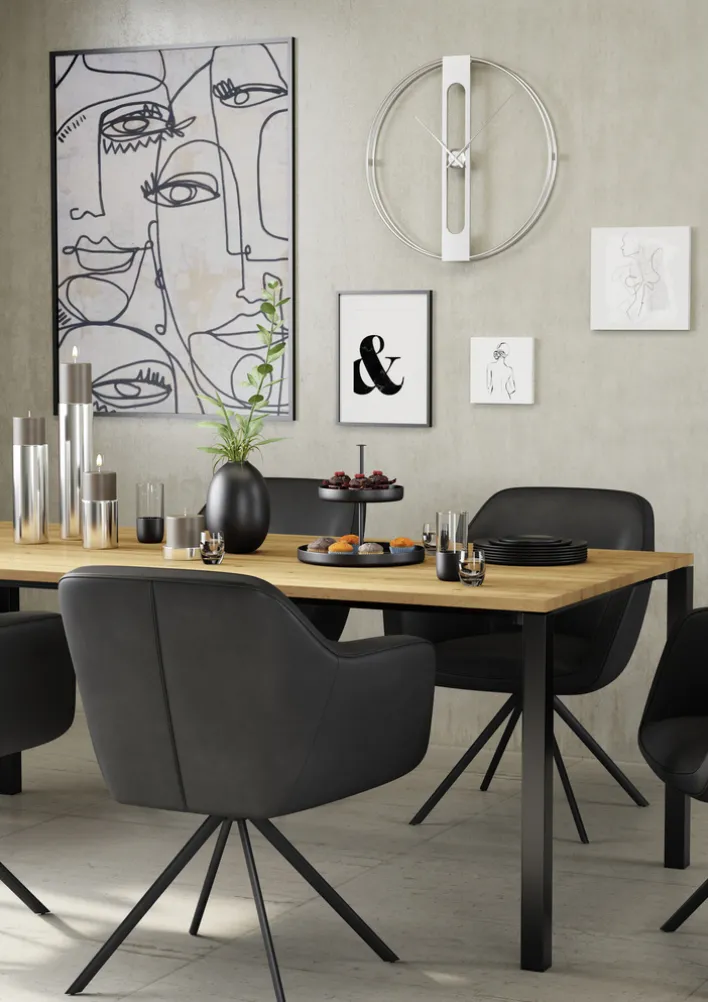 PURO Amlehnstuhl VENEDIG Lederbezug schwarz