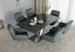 PURO Armlehnstuhl BERLIN Leder graublau/silberfarbig