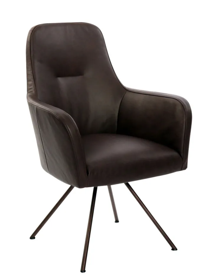 PURO Armlehnstuhl RENATA 95 x 63 x 68 cm Braun/Schwarz Leder/Metall