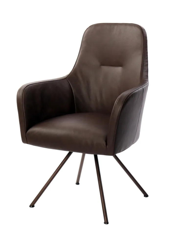 PURO Armlehnstuhl RENATA 95 x 63 x 68 cm Braun/Schwarz Leder/Metall