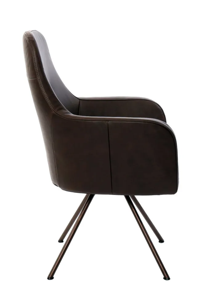 PURO Armlehnstuhl RENATA 95 x 63 x 68 cm Braun/Schwarz Leder/Metall