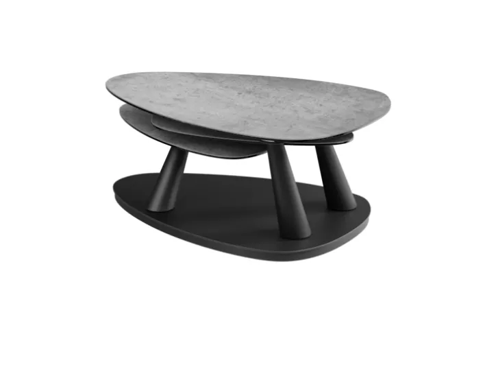 Puro CAMELIAS Couchtisch 100x65 cm Keramik Silver/Schwarz matt