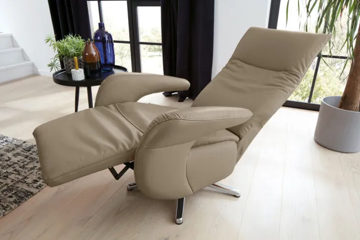 PURO Fernsehsessel CERGY XL-V3 Motor /Lederbezug steingrau