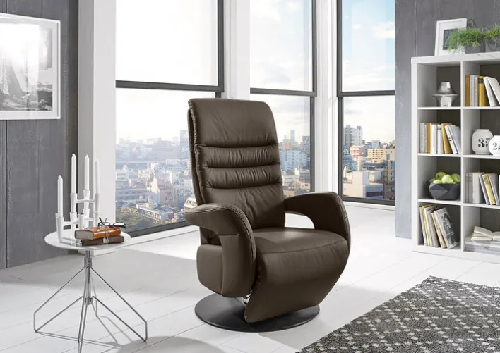 PURO Fernsehsessel CERGY S1-V1 Motor /Lederbezug mocca