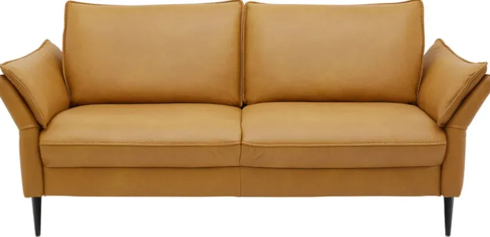 PURO Ledersofa 3-Sitzer STRASSBURG II Cloudy kurkuma