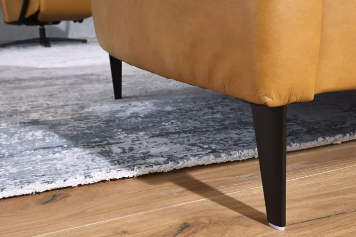 PURO Ledersofa 3-Sitzer STRASSBURG II Cloudy kurkuma