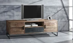 Quartier Lowboard JOHNSON Akazie/Eisen 175 x 40 x 50 cm Braun/Schwarz