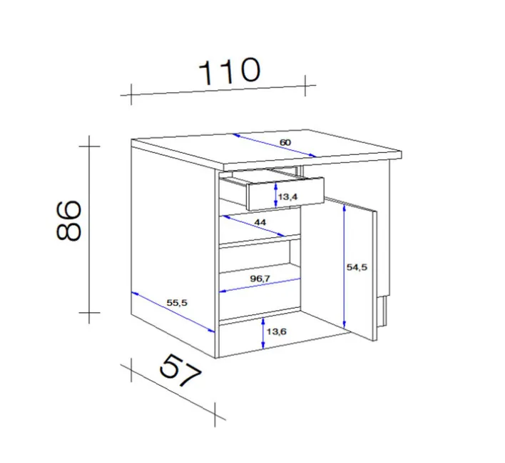 QUARTIER Spülen Unterschrank MEGGIE 50 x 82 x 57 cm weiß