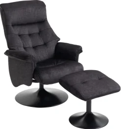 Relaxsessel mit Hocker IDA grau-charcoal