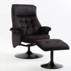 Relaxsessel mit Hocker IDA grau-charcoal