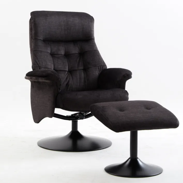 Relaxsessel mit Hocker IDA grau-charcoal