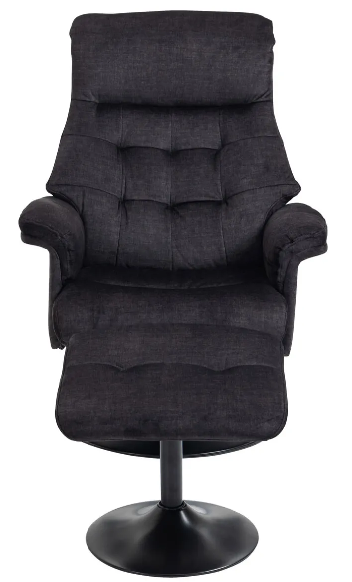 Relaxsessel mit Hocker IDA grau-charcoal