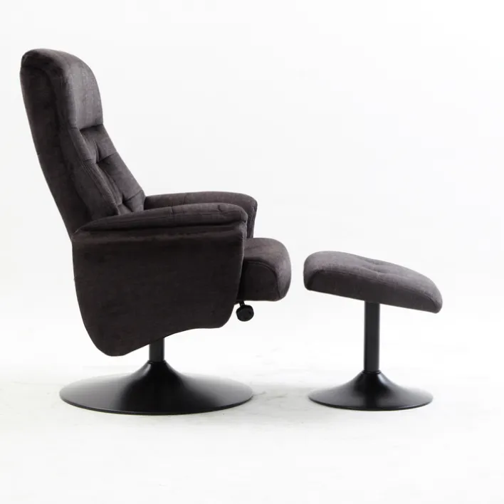 Relaxsessel mit Hocker IDA grau-charcoal