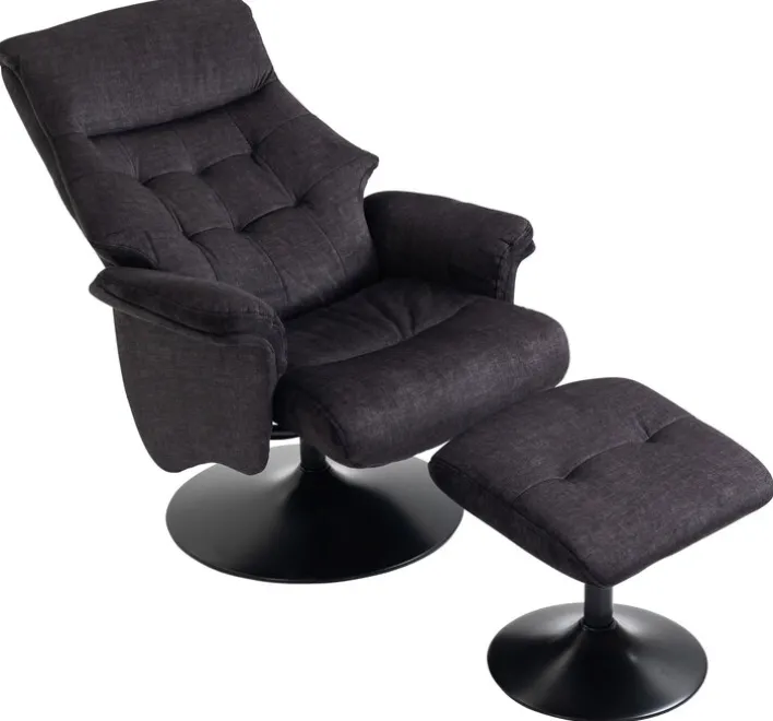 Relaxsessel mit Hocker IDA grau-charcoal