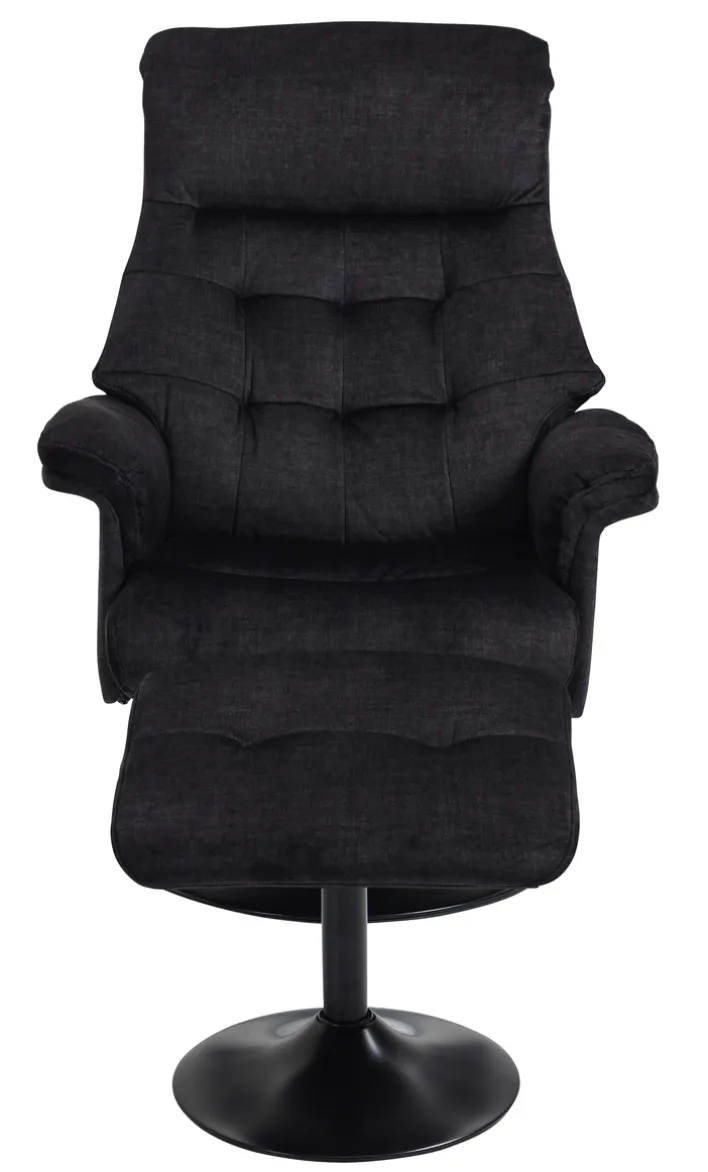 Relaxsessel mit Hocker IDA grau-charcoal