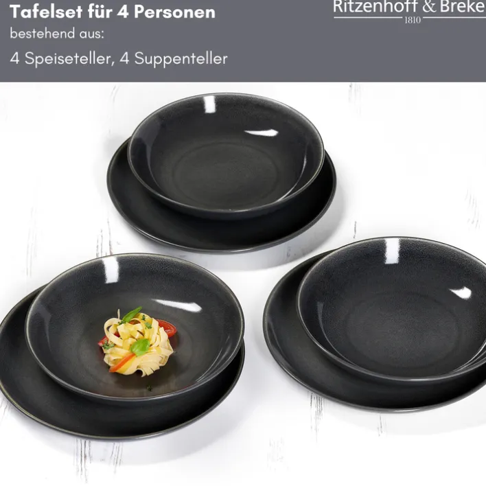 Ritzenhoff & Breker Tafelservice TOLEDO 8-teilig Steinzeug grau