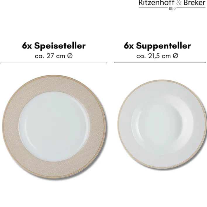 Ritzenhoff & Breker Tafelservice GEO 12-teilig Porzellan beige