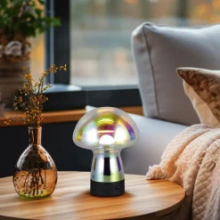 RL Akku LED Tischlampe DOOLEY 18 cm klar irisierend