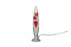 RL Lavalampe VESUV, Metall/Glas/Wachs, Höhe 42 cm Alu-/Nickelfarbig/Rot/Transparent