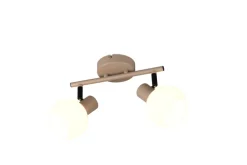 RL LED Deckenlampe mit 2 Spots BOBA, Metall/Glas, 25 x 18,5 x 10 cm Beige/Weiß
