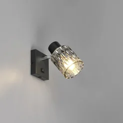 RL LED Wandleuchte mit 1 Spot JACK, Metall/Glas, 10 x 9 x 16 cm Schwarz/Rauchfarbig