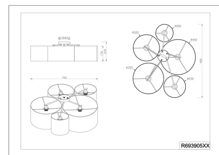 RL Retrofit Deckenlampe CARLTON 5-flg