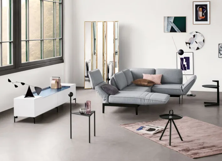 ROLF BENZ Ecksofa MERA 267 x 192 cm Stoffbezug signalgrau