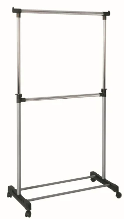 Rollgarderobe 90 x 120(210) cm chromfarbig/grau