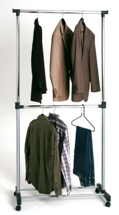 Rollgarderobe 90 x 120(210) cm chromfarbig/grau