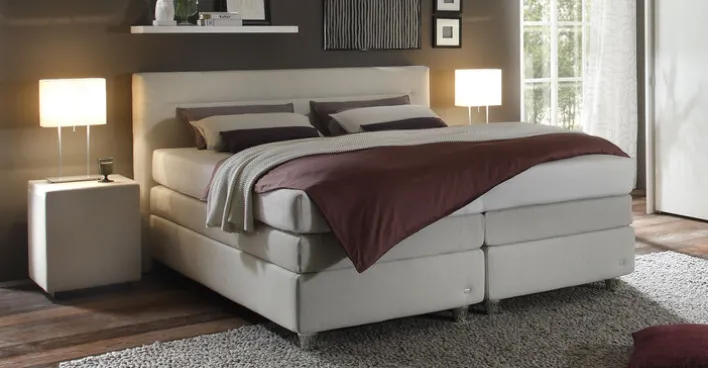 ruf Boxspringbett BELVEDI 180 x 200 cm hellgrau