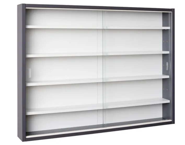 Sammlervitrine HENDRIK 80x60x9,5 cm Grau/Weiß
