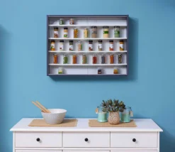 Sammlervitrine HENDRIK 80x60x9,5 cm Grau/Weiß