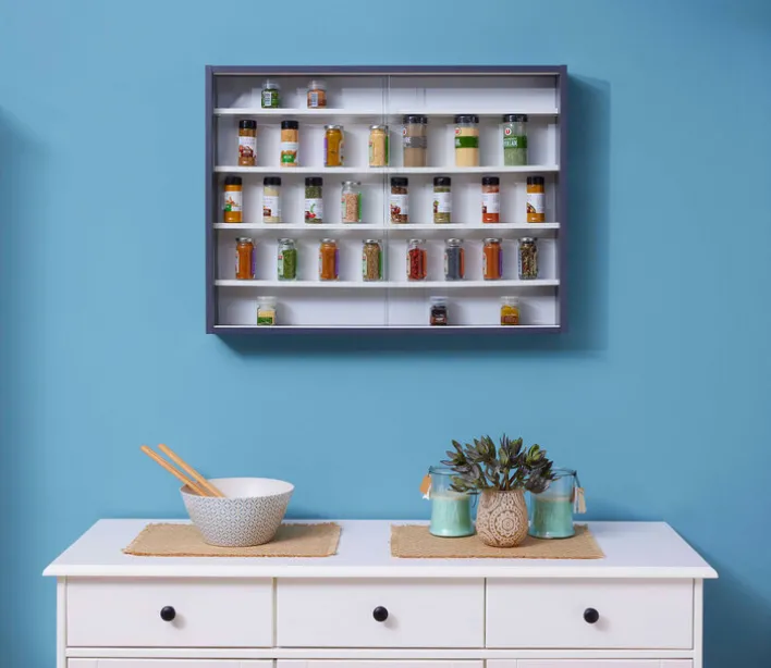 Sammlervitrine HENDRIK 80x60x9,5 cm Grau/Weiß