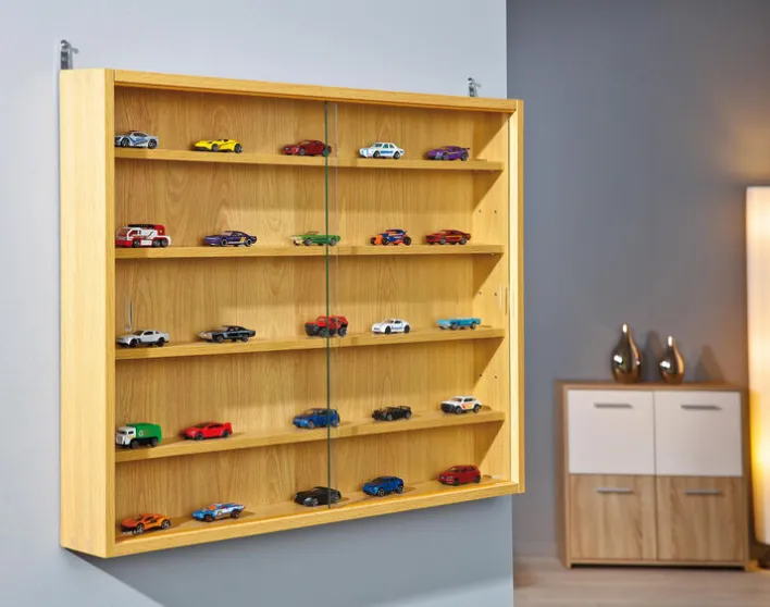 Sammlervitrine MIO 80x60x9,5 cm Buche Dekor