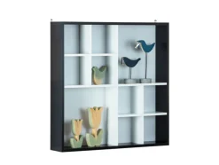Sammlervitrine PETER 70x70x13 cm Schwarz/Weiß