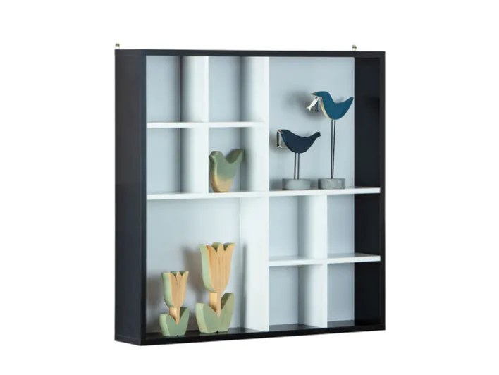 Sammlervitrine PETER 70x70x13 cm Schwarz/Weiß