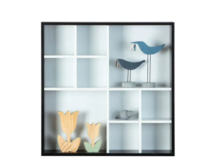 Sammlervitrine PETER 70x70x13 cm Schwarz/Weiß