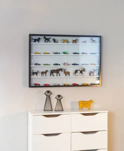 Sammlervitrine STEFAN 80x60x9,5 cm Schwarz/Weiß