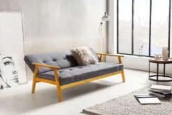 Schlafsofa dunkelgrau Webstoff