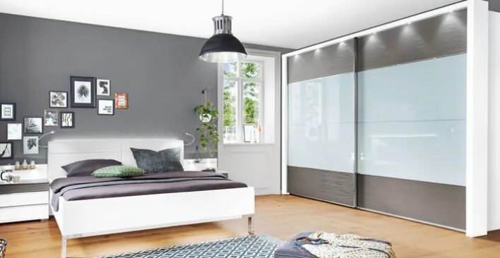 Schlafzimmer CASSANO PLUS 4-teilig Weiß/ Kieselgrau