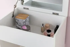 Schminktisch mit Hocker und Spiegel 60 x 81 cm weiß