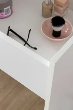 Schminktisch mit Hocker und Spiegel 60 x 81 cm weiß