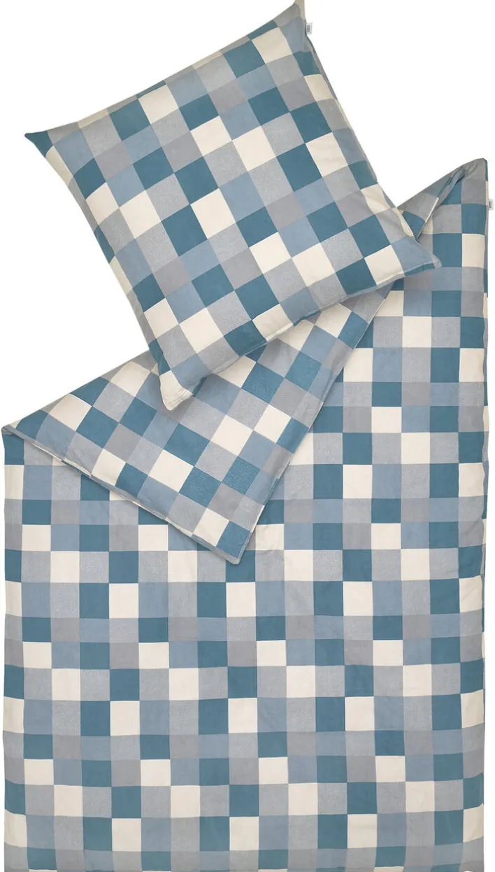 SCHÖNER WOHNEN-Kollektion Flanell-Bettwäsche CUBIC 155 x 220 cm petrol