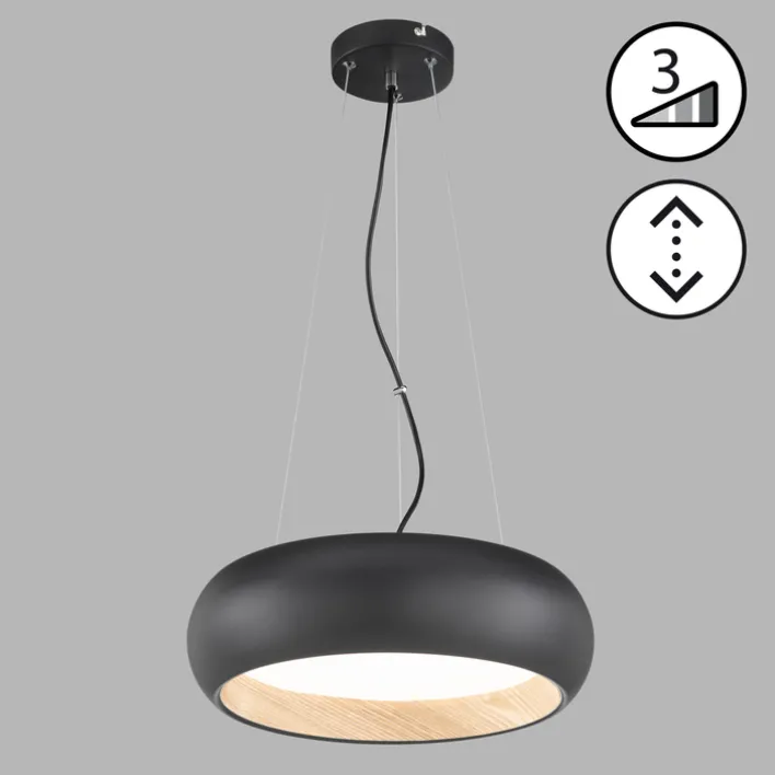 SCHÖNER WOHNEN-Kollektion LED Pendelleuchte WOOD 40 cm schwarz