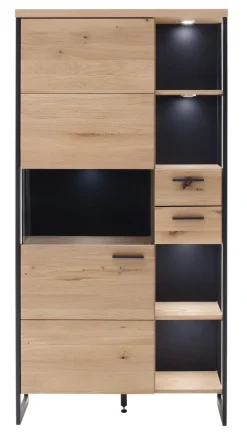 Schrankvitrine LANTANA 95 cm Balkeneiche Bianco /anthrazit